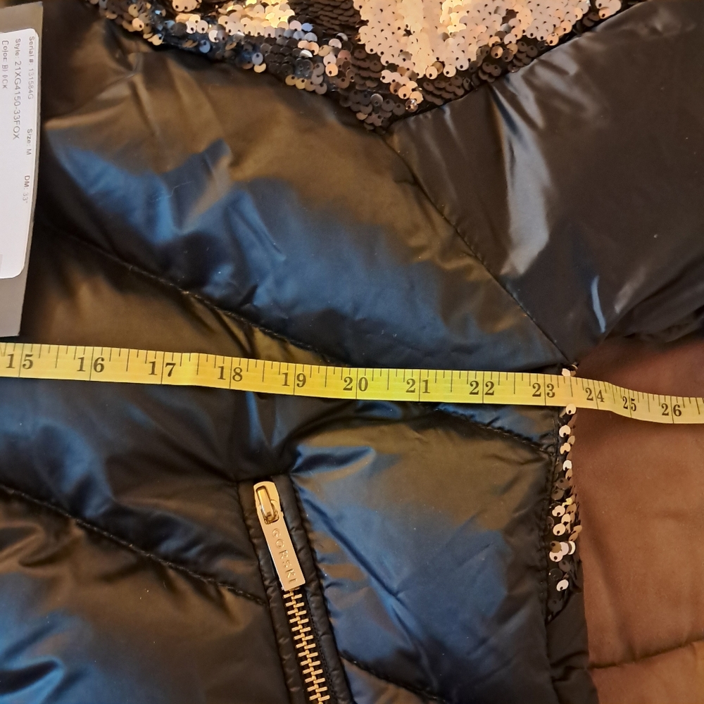 Gorski Coat Women's Medium M Apres Ski Coat Sequins High Low Puffer Winter NEW - Picture 14 of 16